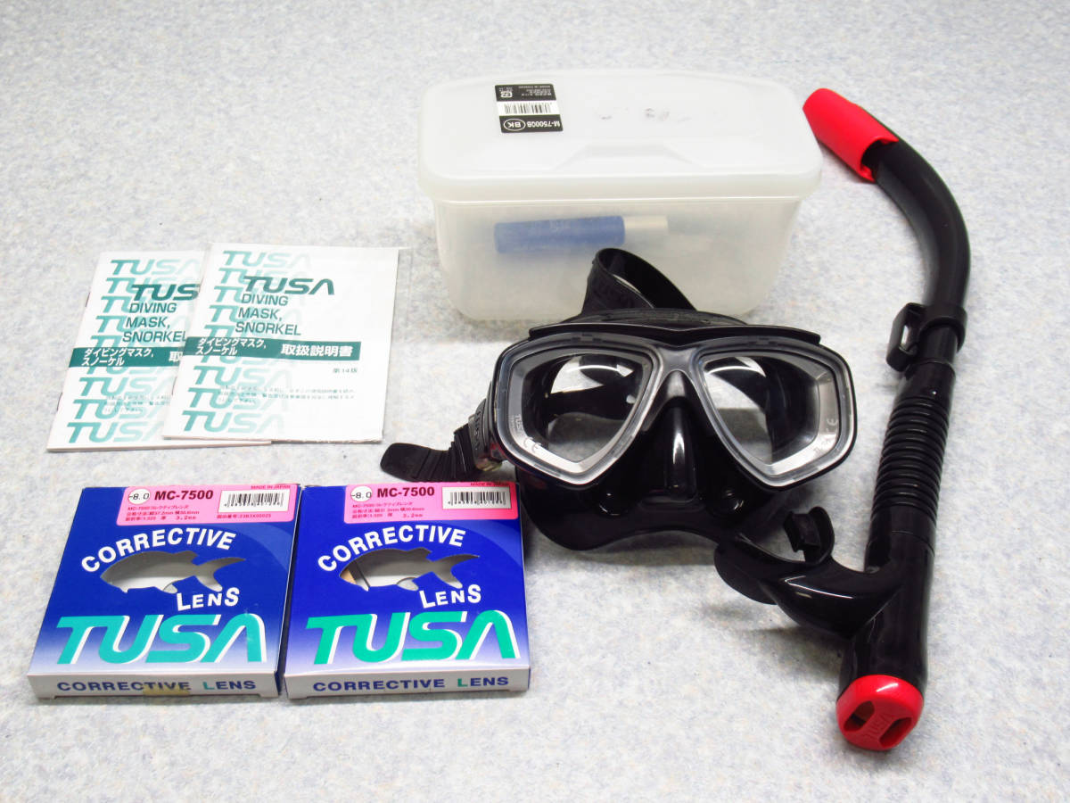 TUSA シュノーケルゴーグル マスク用度付きレンズ MC-7500 度数 -8.0 ダイビング 管理4M1018Cの画像1
