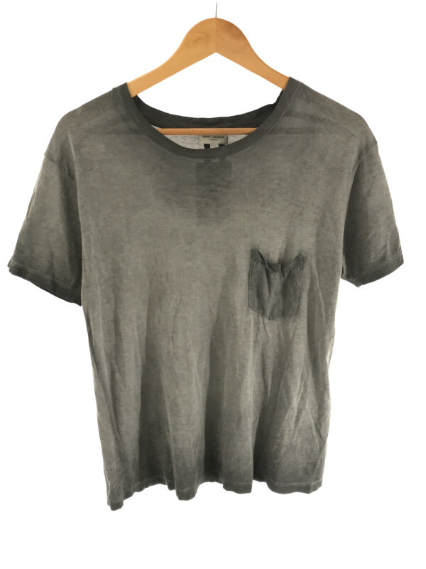 古典 ガーメントダイポケットTシャツ 15SS パリ サンローラン PARIS LAURENT SAINT グレー メンズ サイズ:M 半袖Tシャツ