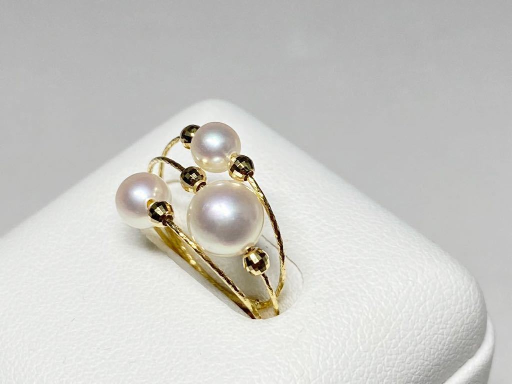 新品未使用】アコヤパール リング 18K フリーサイズ 真珠 指輪 ...