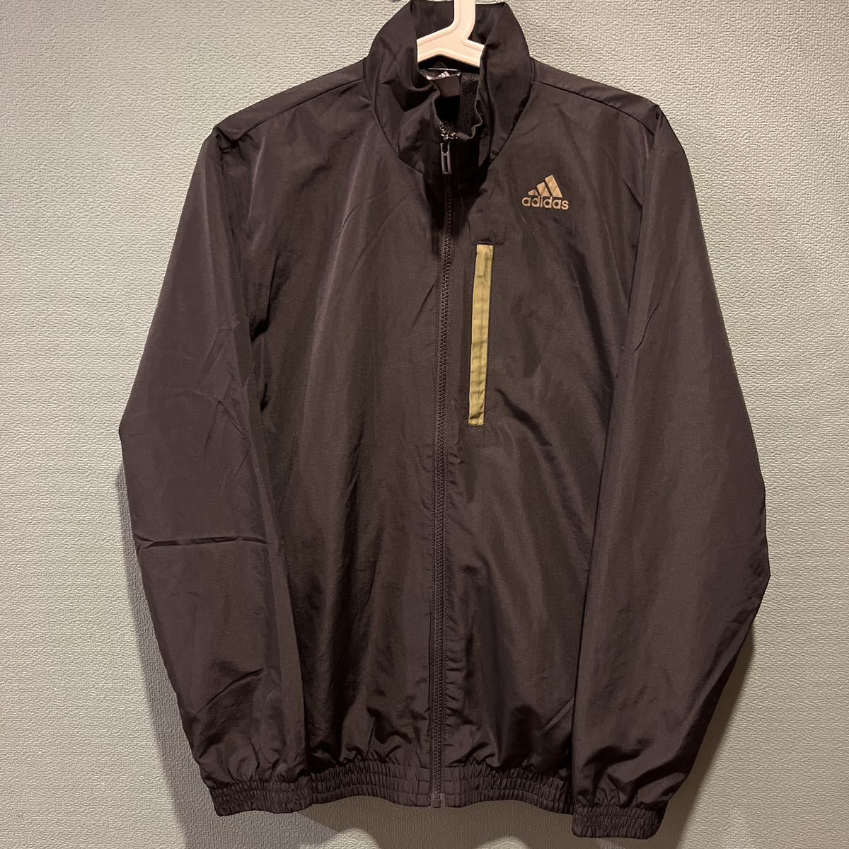 [ beautiful goods ]adidas lining mesh nylon jacket black × khaki size M