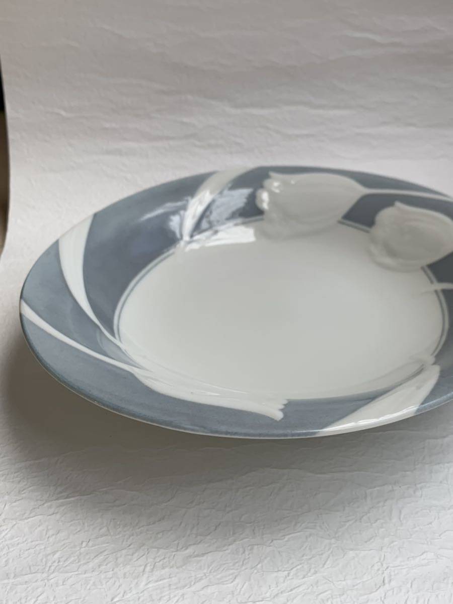 KANETO チューリップ 皿 ３枚 ３客 カレー皿 スープ皿 パスタ皿 洋食器 プレート レトロ 磁器 日本製 MADE INJ APAN ミナの画像3