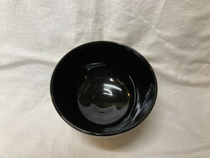 茶碗・抹茶碗　 京焼 黒仁清団扇紋茶碗 桐鳳 795_画像3