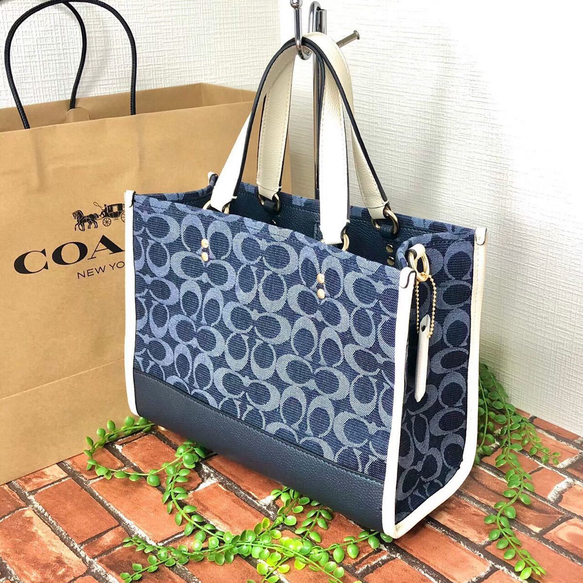 新品》COACH トート ハンドバッグ ショルダーバッグ 丸ロゴ デニム