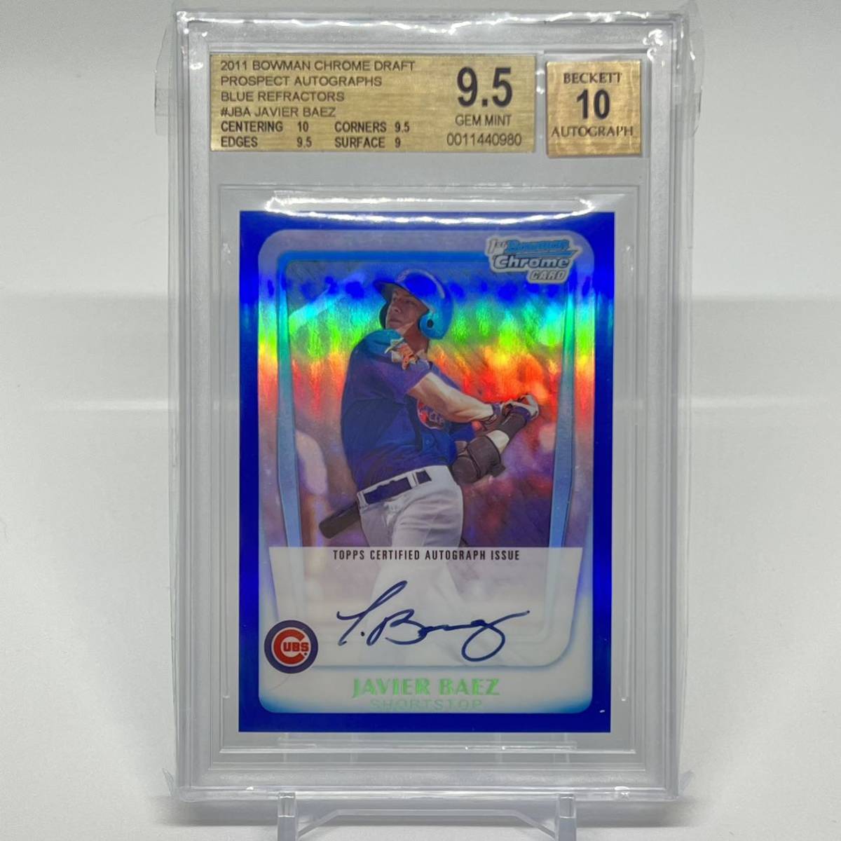 【BGS9.5 GEM MINT】 Javier Baez Blue Refractor Auto /150 2011 Bowman Chrome Draft Baseball MLB Topps Autograph 1st 【Auto10】_画像1