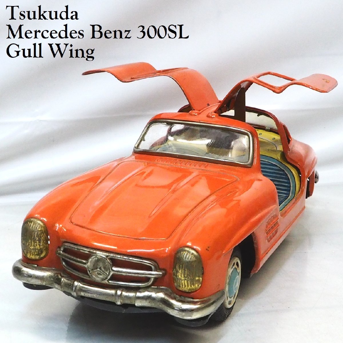 Tsukuda【Mercedes-Benz 300SL Gull Wing橙メルセデスベンツ ガルウイング ドア開閉】ブリキ tin toy carミニチュア自動車ツクダ(箱無)0339