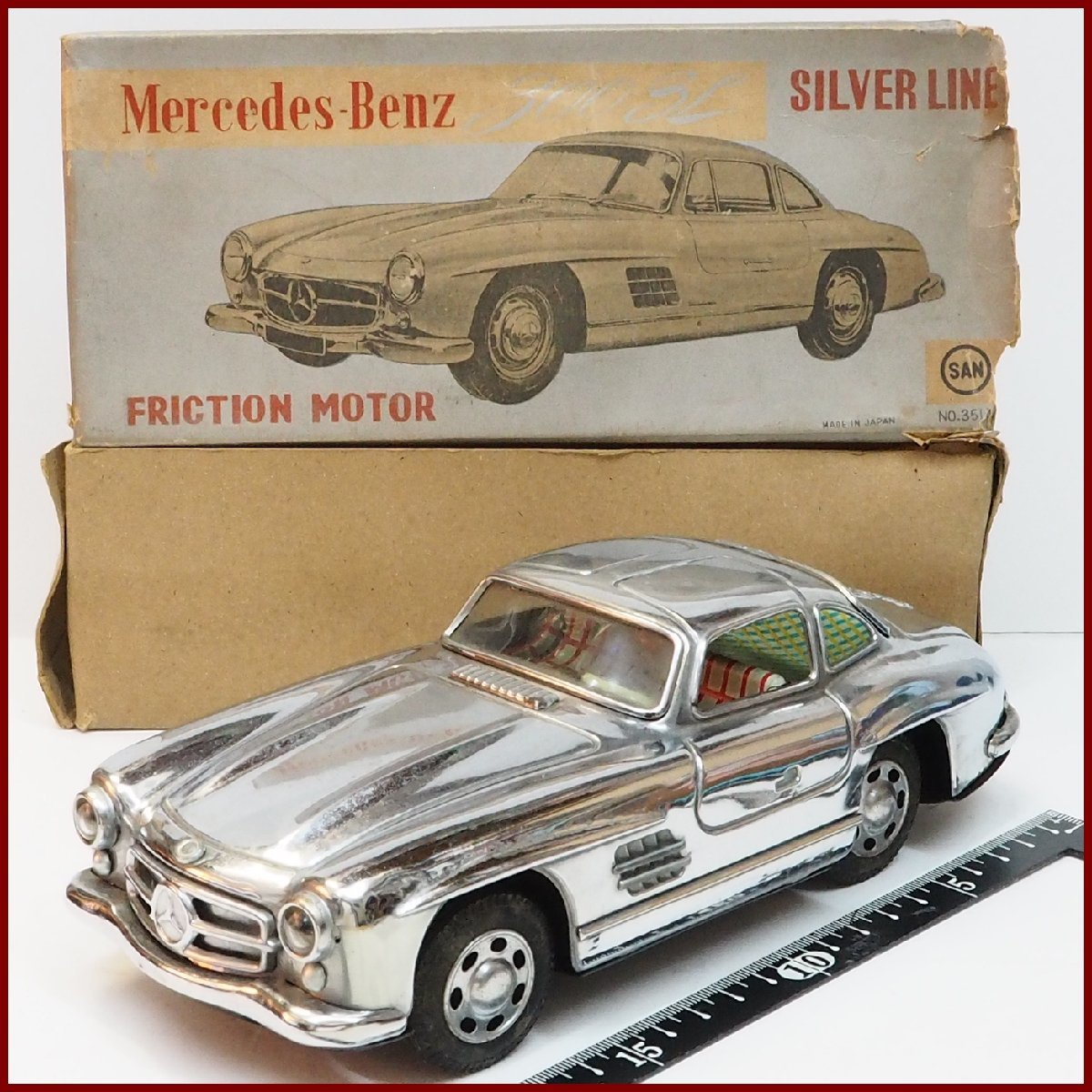 マルサンKOSUGE【MERCEDES-BENZ 300SLメルセデス ベンツ シルバーライン】ブリキ tin toy car 自動車ミニカー小菅 松蔵MARUSAN(箱付)0041_画像１