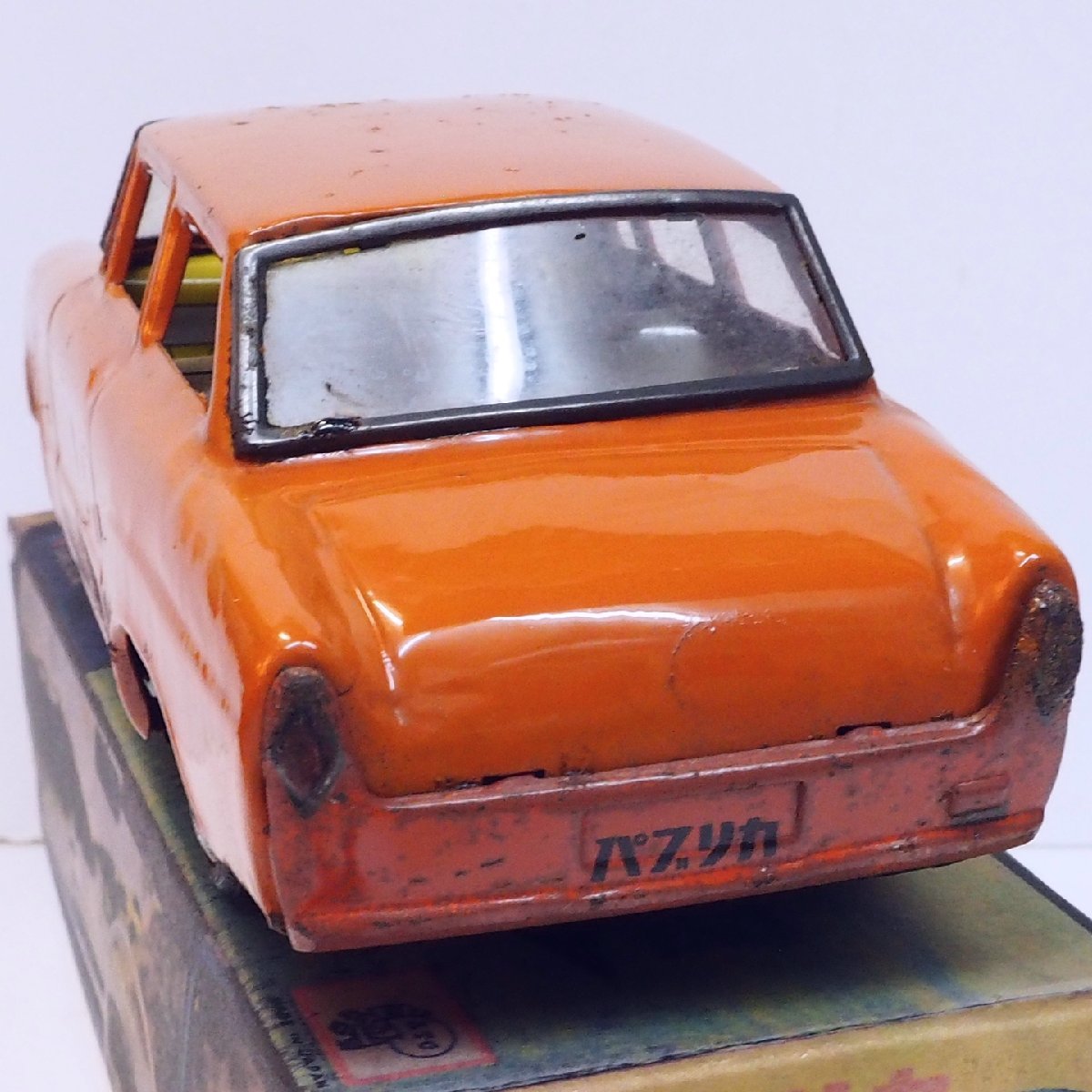  asahi игрушка [ Toyota Publica TOYOTA PUBLICA оранжевый orange ] жестяная пластина tin toy car миниатюра автомобиль миникар #ATC Asahi игрушка [ коробка. копирование ]0053