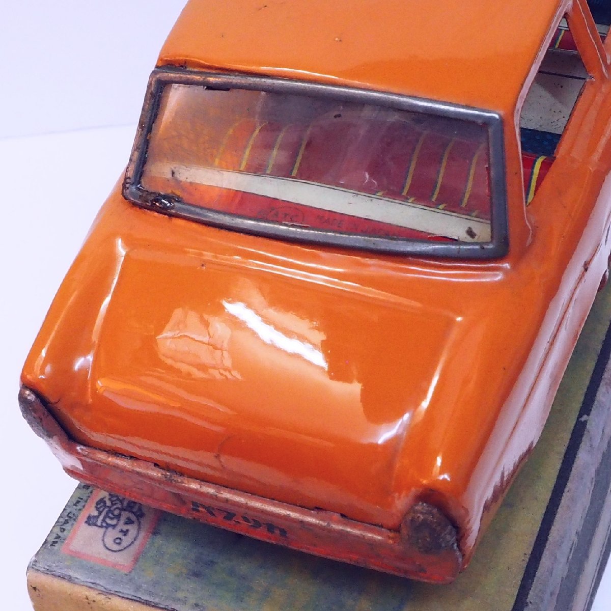  asahi игрушка [ Toyota Publica TOYOTA PUBLICA оранжевый orange ] жестяная пластина tin toy car миниатюра автомобиль миникар #ATC Asahi игрушка [ коробка. копирование ]0053