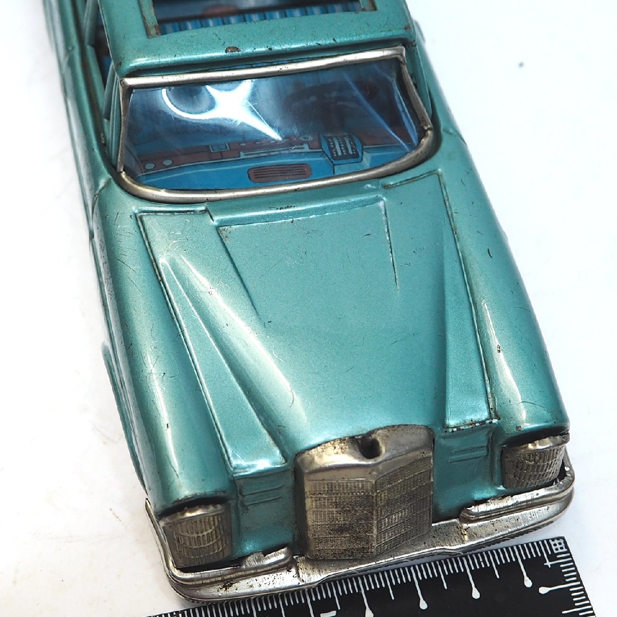 萬代屋【Mercedes Benz 220サンルーフ付メルセデス ベンツ緑エンブレム欠】ブリキ tin toy car自動車 BC BANDAI赤箱バンダイ(本体のみ)0083_画像6