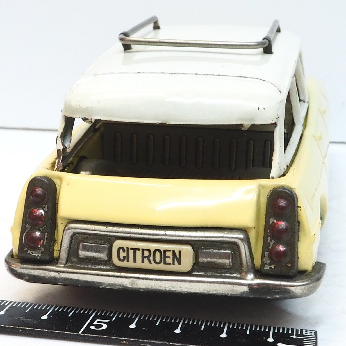 萬代屋【CITROEN DS19 Station Wagonシトロエン ステーション ワンゴン黄】ブリキtin toy car自動車BC BANDAI赤箱バンダイ【本体のみ】0105_画像4