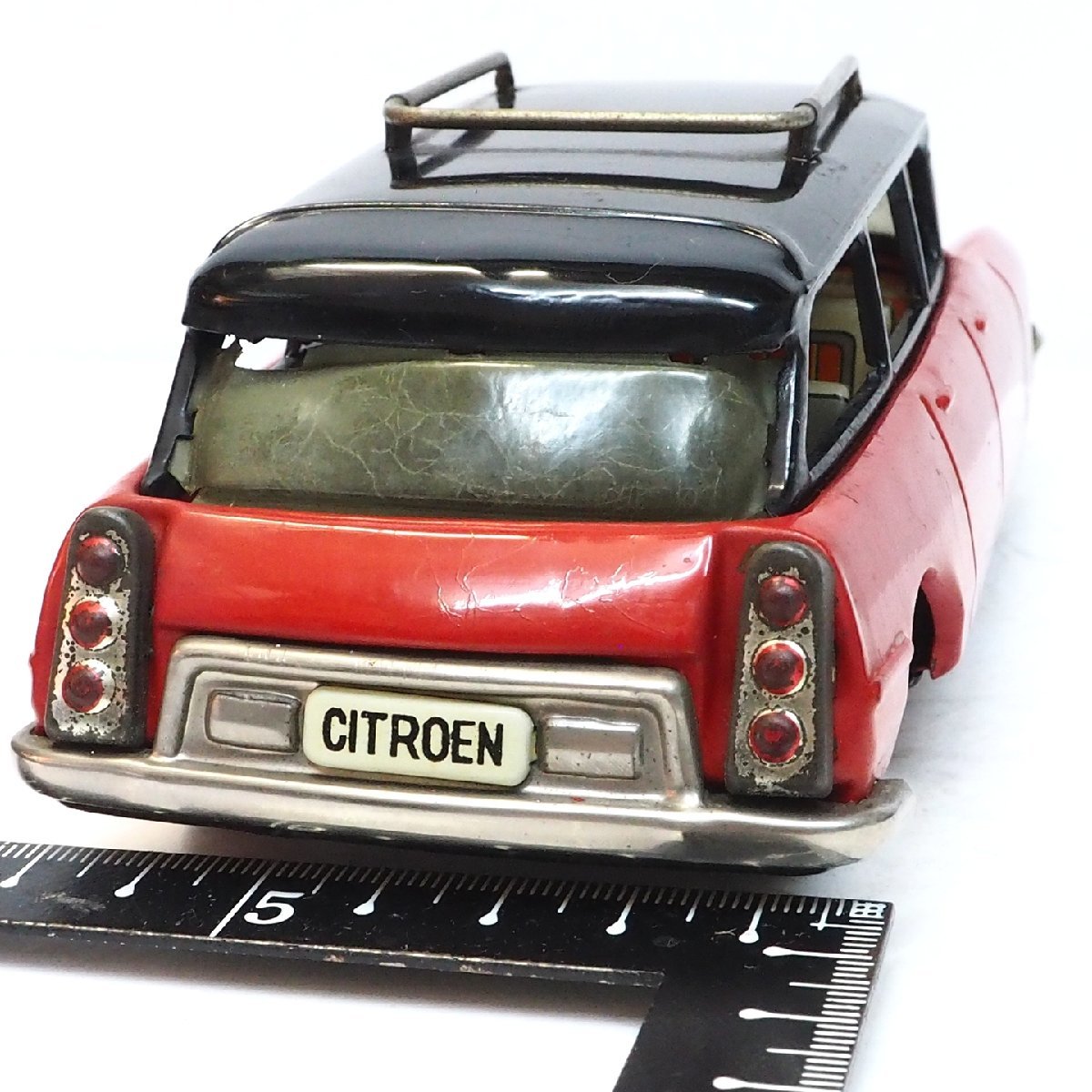 萬代屋【CITROEN DS19 Station Wagonシトロエン ステーション ワンゴン赤】ブリキtin toy car自動車BC BANDAI赤箱バンダイ【本体のみ】0104_画像4