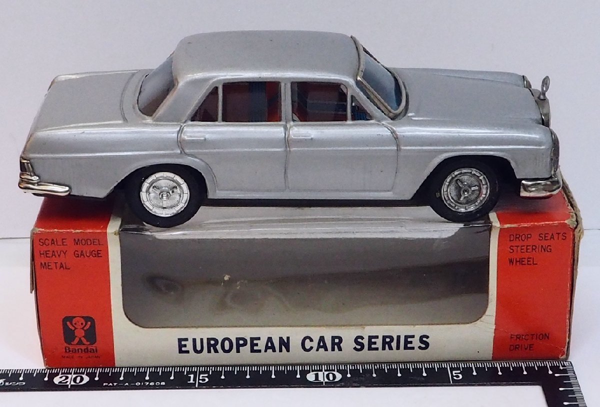 旧バンダイ【Mercedes-Benz メルセデス ベンツ250シルバー】EUROPEAN CARブリキ tin toy 自動車ミニカー赤箱BC BANDAI萬代屋【箱付】0059_画像5