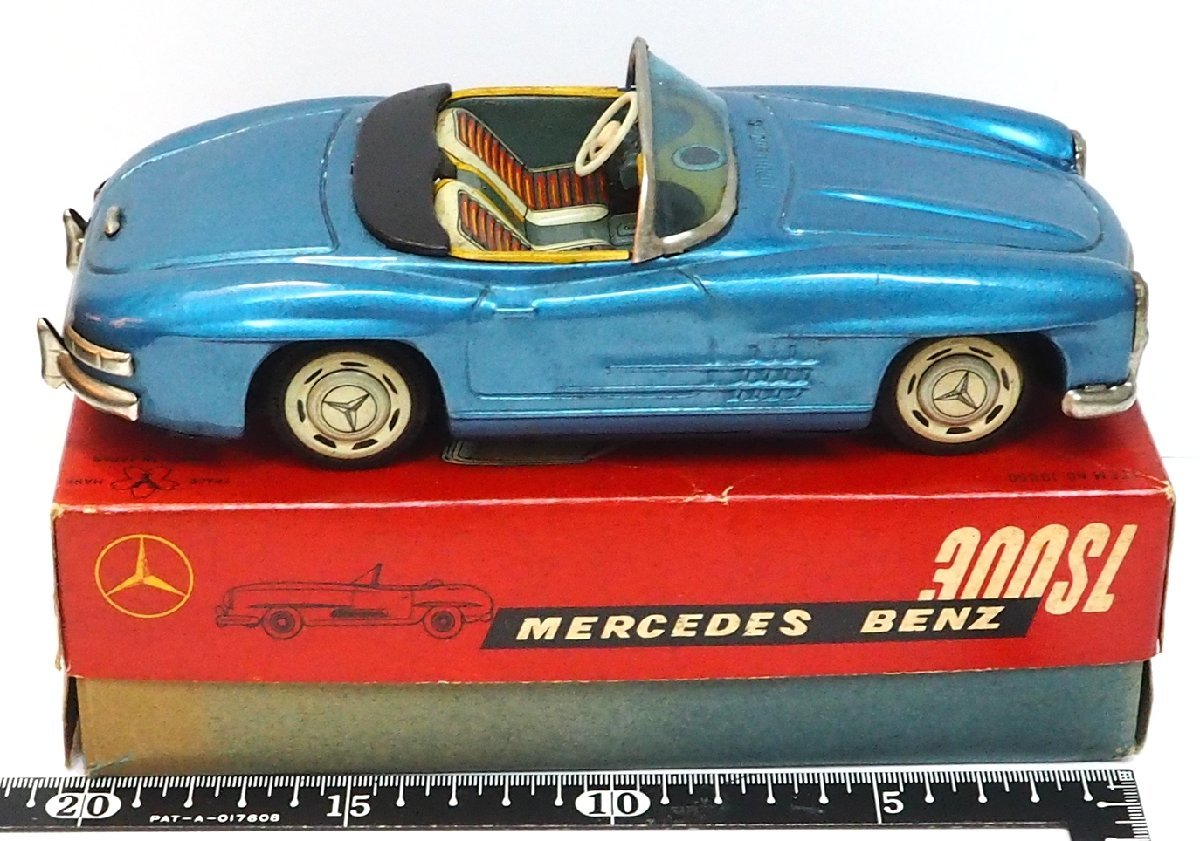 米澤玩具【MERCEDES-BENZ 300SLメルセデス ベンツ ロードスター青ブルー】ブリキtin toy car自動車ミニカー■ヨネザワYonezawa【箱付】0040の画像5