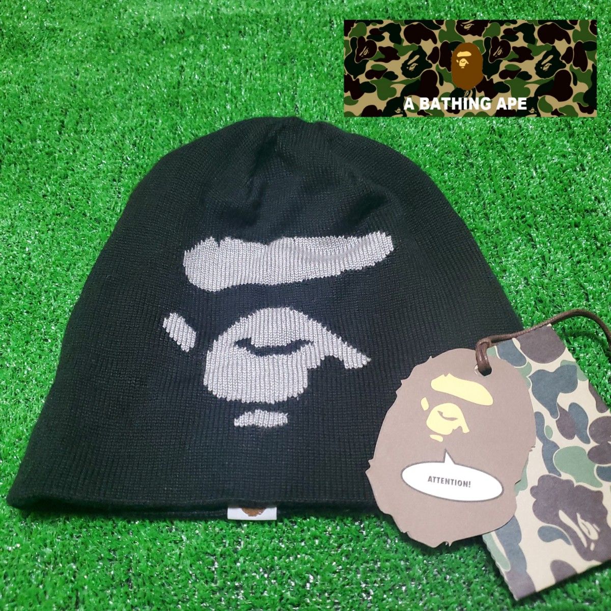 初期エイプ大猿フェイスニットビーニーNIGO期 ニットキャップ BAPE