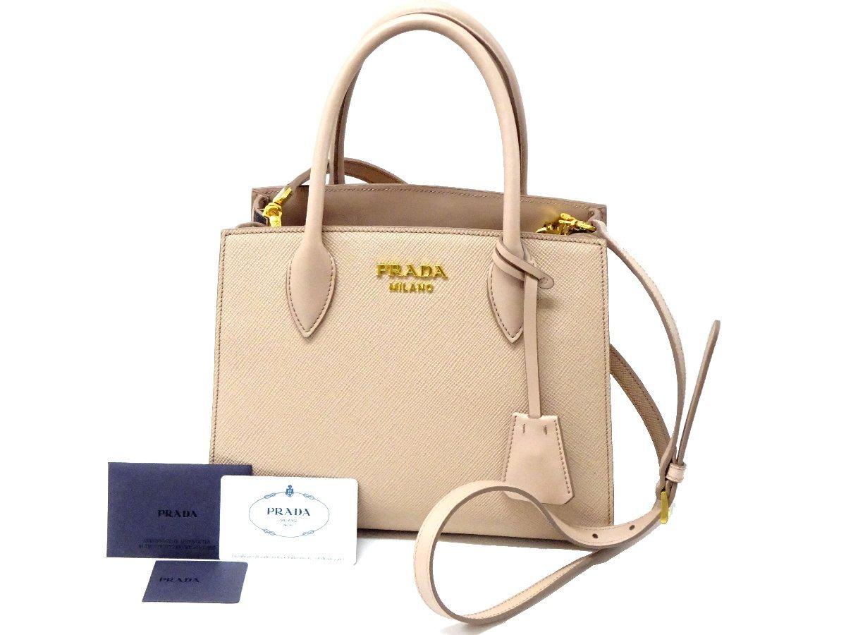 定43万/直営ギャラ・袋【美品】プラダ(PRADA) サフィアーノ レザー
