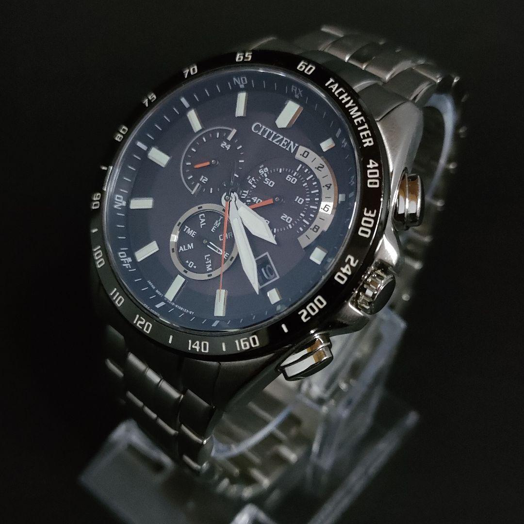 極美品【稼働品】CITIZEN シチズン ブラック シルバー 電波ソーラー-