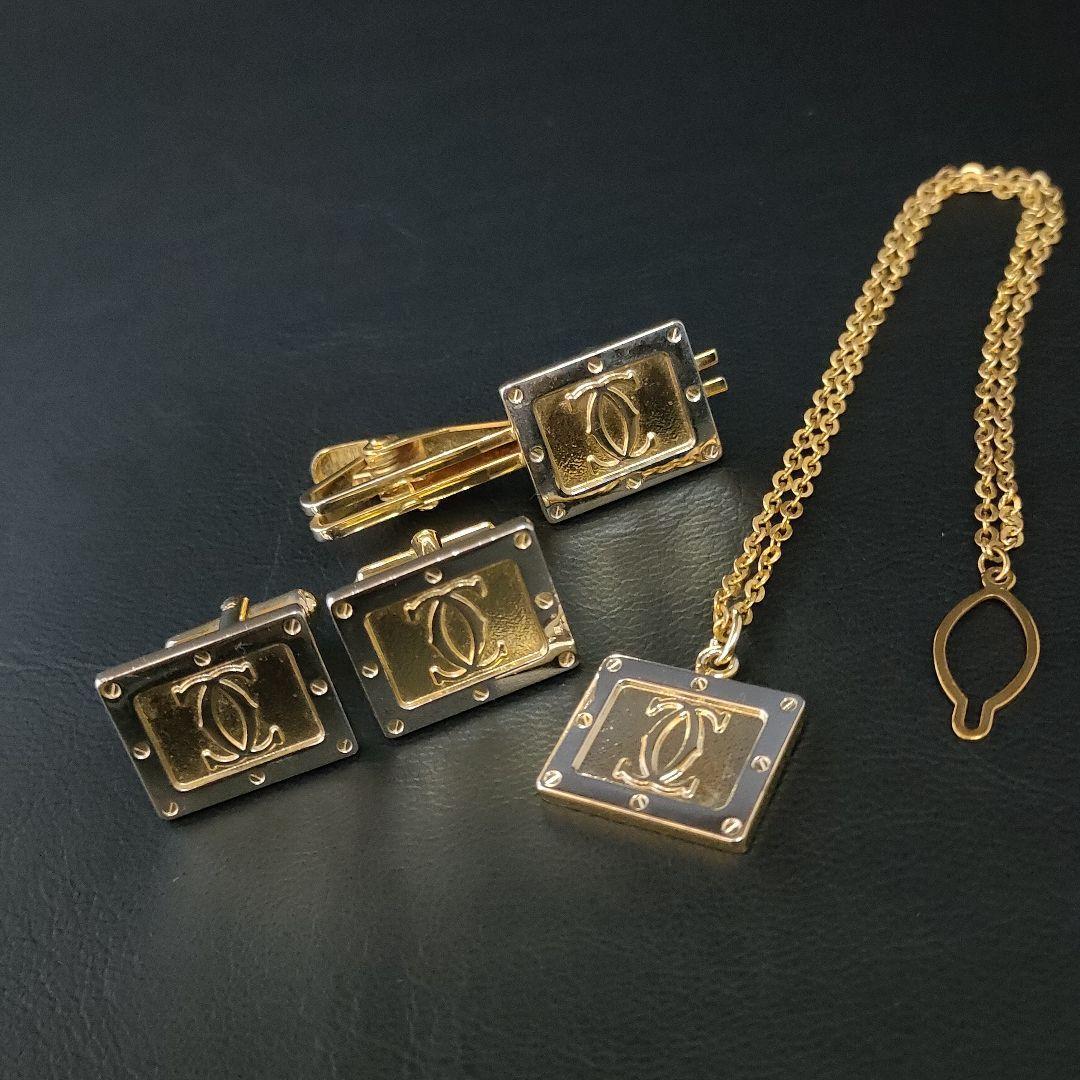 希少【美品】Cartier カルティエ カフス・タイピンセット ゴールド