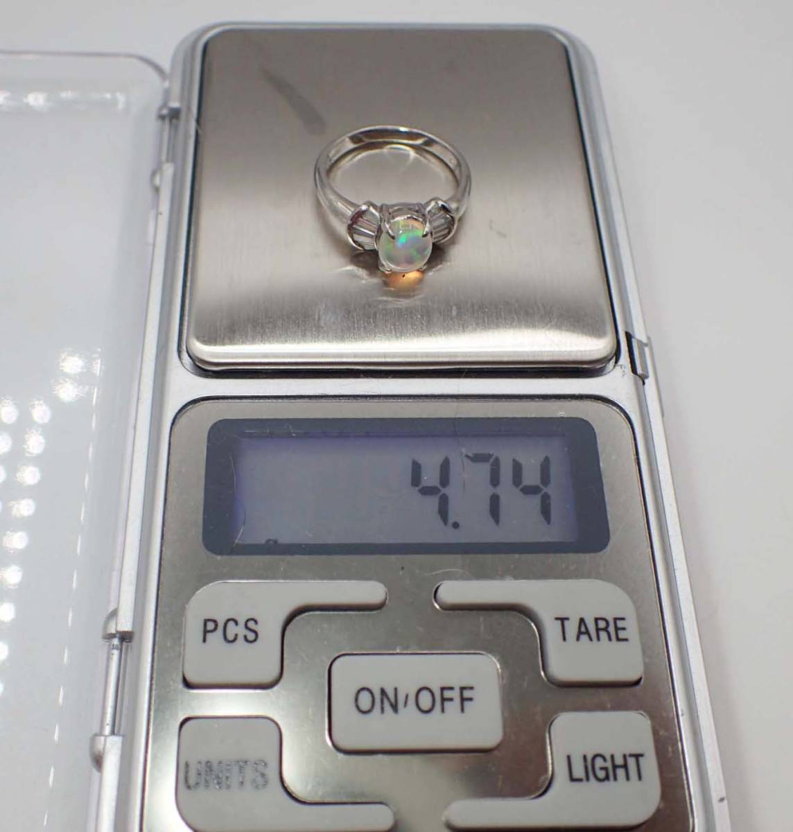 Pｔ900 天然オパール 0.98ct ダイヤモンド 0.32ct 約11号 総重量 4.74ｇ 指輪_画像4