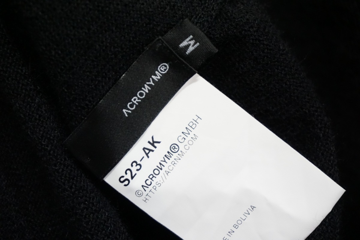 正規品 美品20SS acronym アクロニウム s23-AK CASHLLAMA LONG SLEEVE SWEATER カシュラマ ニット セーター プルオーバー 本物 黒326M▲_画像4