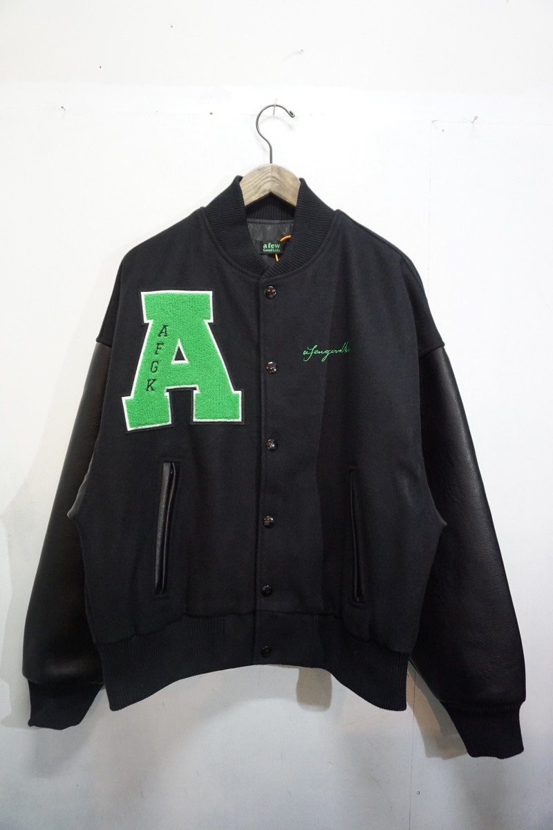 新品 正規 A FEW GOOD KIDS アフューグッドキッズ AFGK 3D LOGO VERSITY JACKET ロゴ スタジアム ジャケット スタジャン 黒 M本物 227M▲