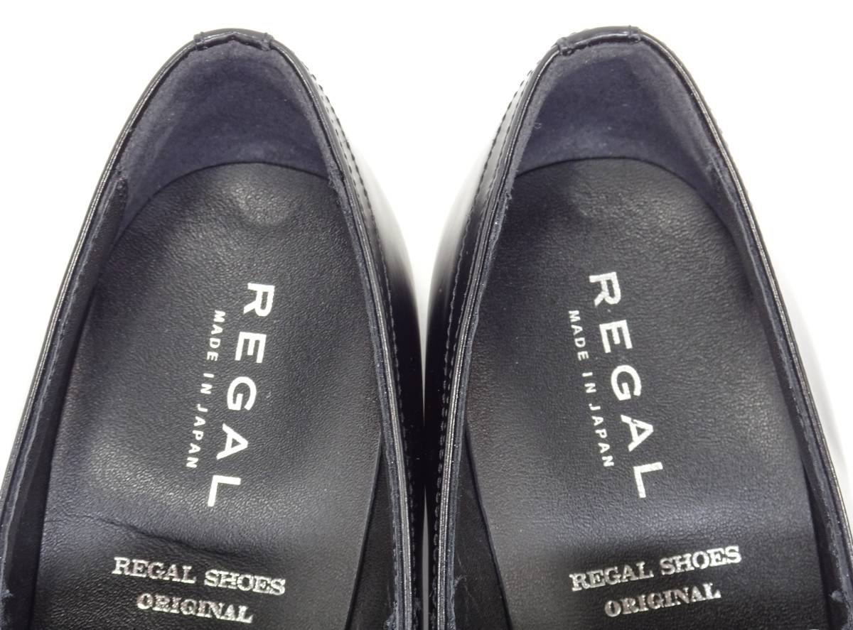 即決 REGAL 25.5cm スワールローファー リーガル メンズ 黒 ブラック 本革 レザーシューズ 本皮 ビジネス 革靴 ヴァンプ モカシン 紳士靴_画像8