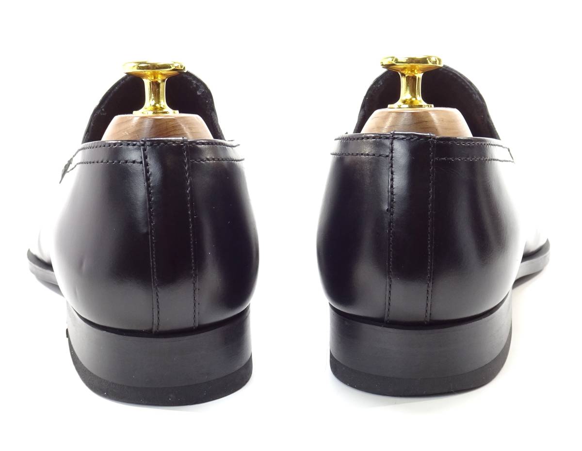 即決 REGAL 25.5cm スワールローファー リーガル メンズ 黒 ブラック 本革 レザーシューズ 本皮 ビジネス 革靴 ヴァンプ モカシン 紳士靴_画像4