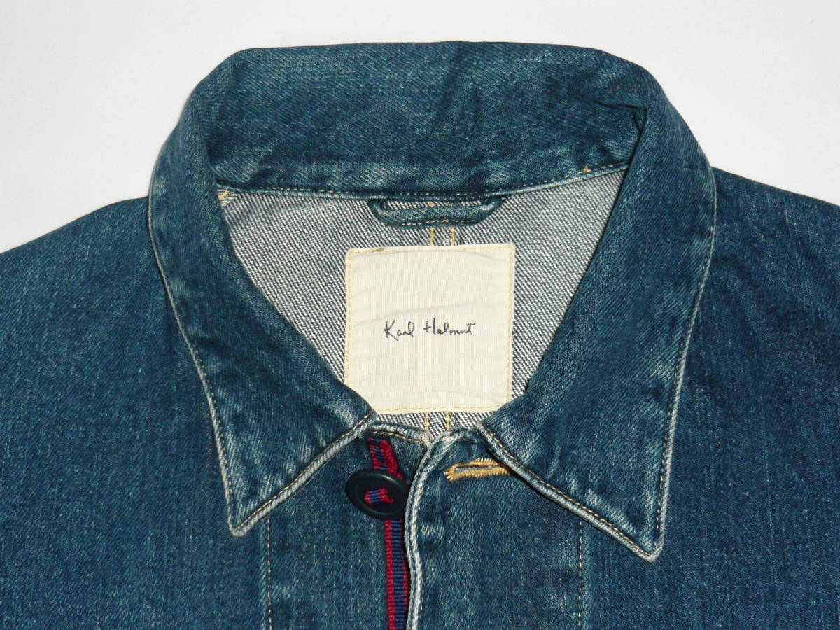  Karl hell m long sleeve Denim jacket Logo badge M size secondhand goods cotton 100% Karl Helmut men's indigo 