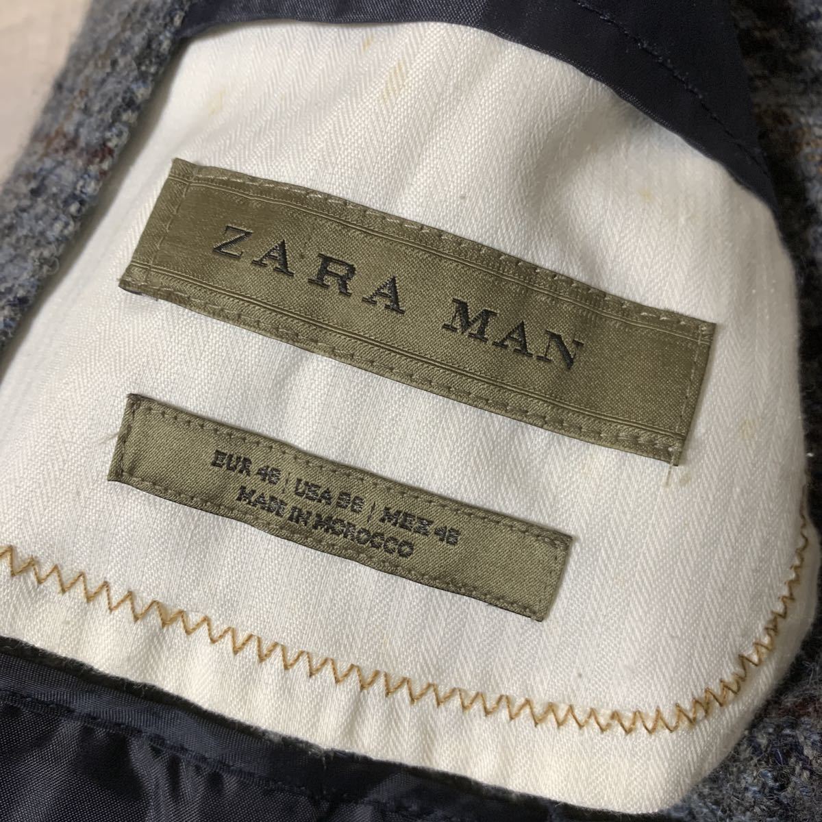 【エルボーパッチ付 好配色 美品】ZARA MAN ツイード テーラード ジャケット ザラマン グレー系 M相当 メンズ ヴィンテージ トラッド_画像5