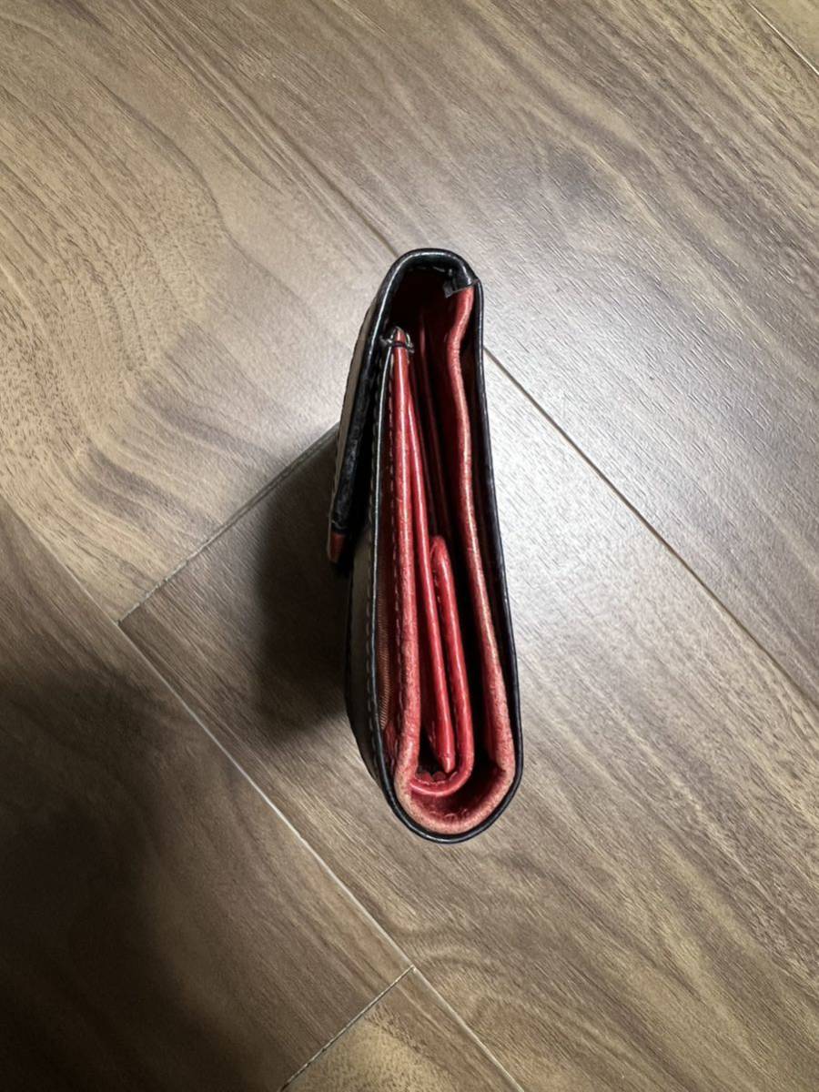 【美品】Whitehouse Cox ホワイトハウスコックス begin別注 S7660 3FOLD WALLET ブライドルレザー ブラック レッド