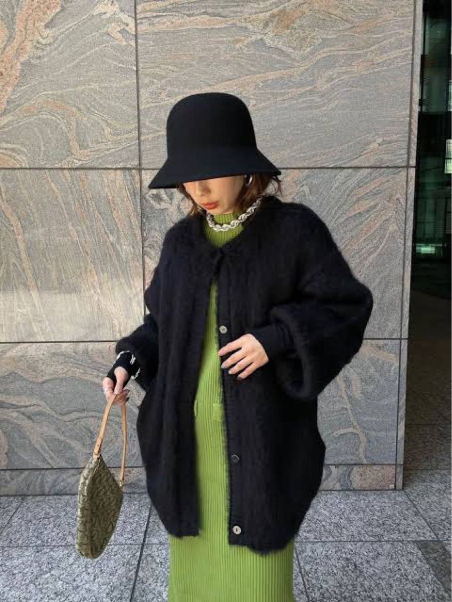 新品・タグ付き!AMERI 2WAY MOHAIR SHAGGY KNIT 黒 レディース