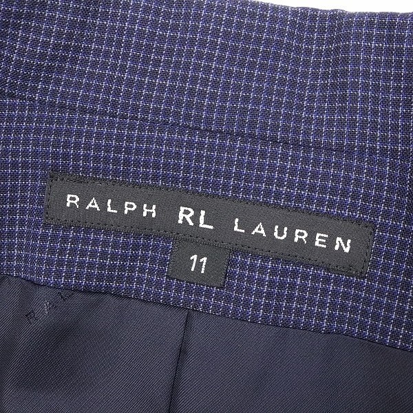  beautiful goods *RALPH LAUREN Ralph Lauren Black Label check pattern 4. jacket & pleat LAP skirt suit navy 11/9