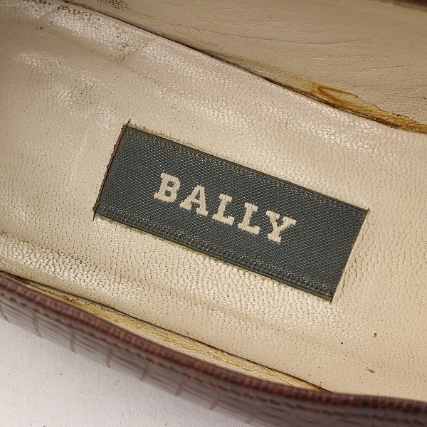 ◆BALLY バリー ゴールド金具 リザード型押し レザー ローファー パンプス 7 1/2_画像5