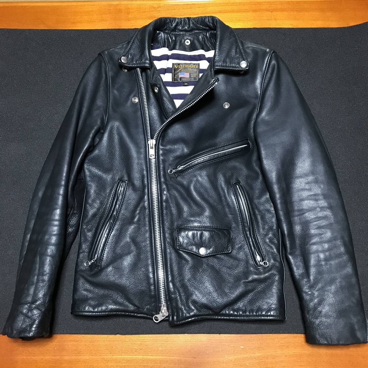 再再販 MM6 メゾンマルジェラ ライダース 黒×紺 コットンストレッチ S