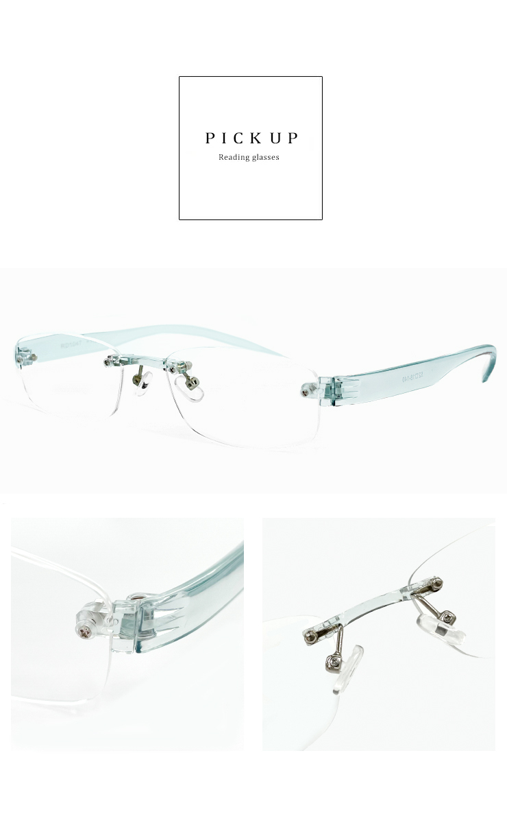 新品 軽量 老眼鏡 rd1047 +3.00 メンズ シニアグラス ツーポイント フレームレス スクエア ケース クロス付き_画像4
