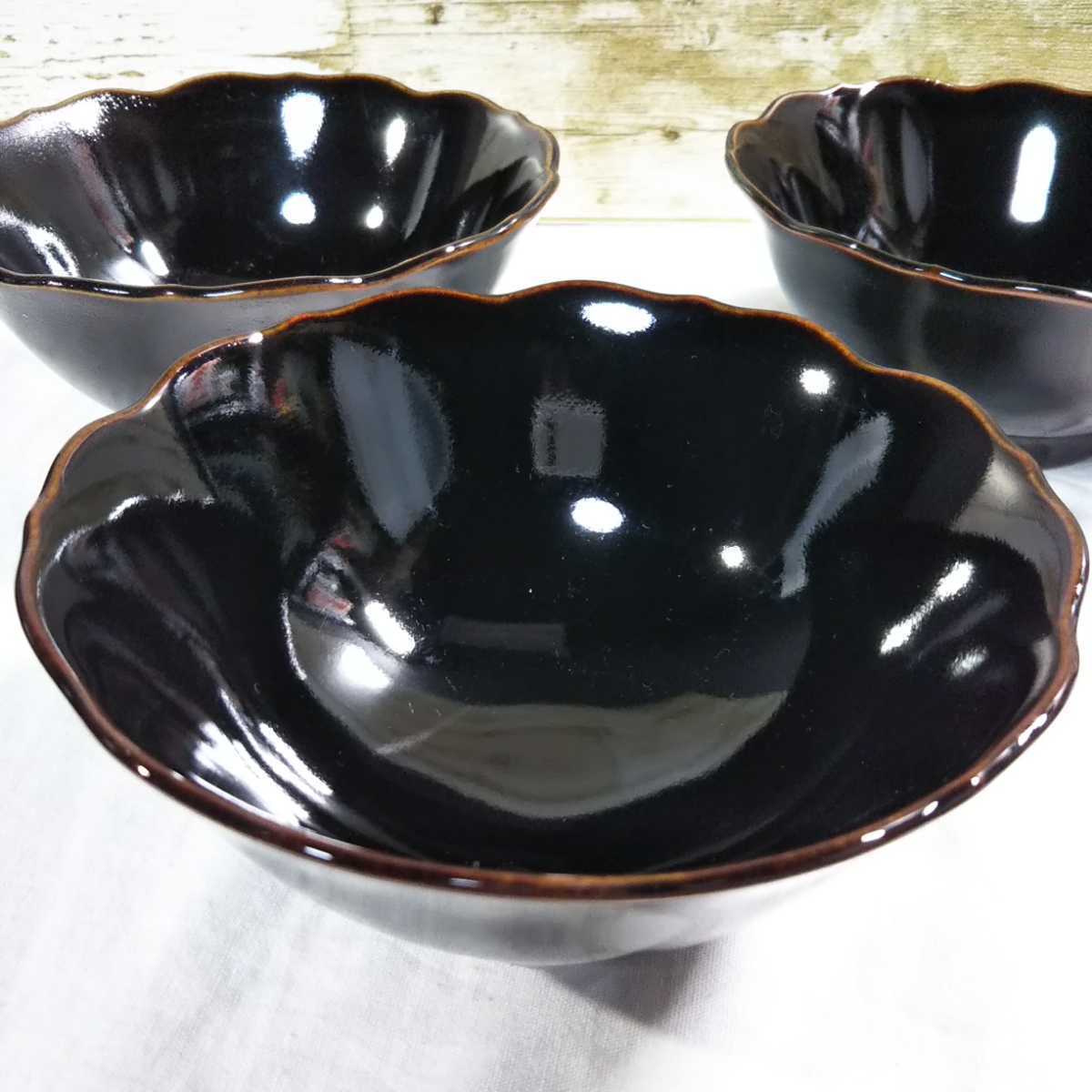 和食器 美濃焼 黒塗り 中鉢 中皿 煮物 5枚セットの画像3