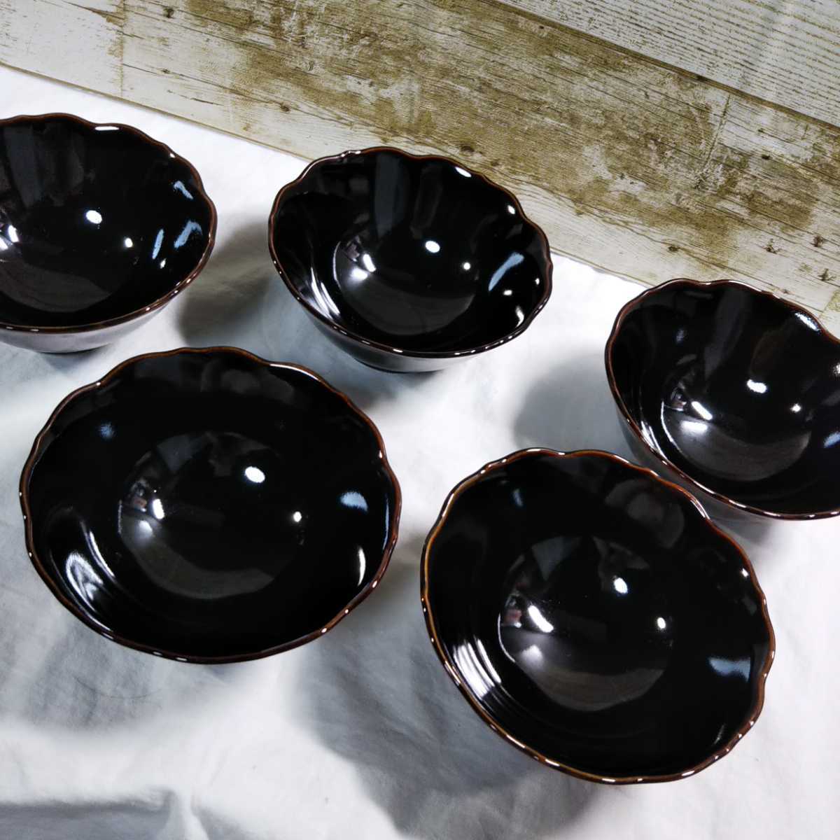 和食器 美濃焼 黒塗り 中鉢 中皿 煮物 5枚セットの画像9