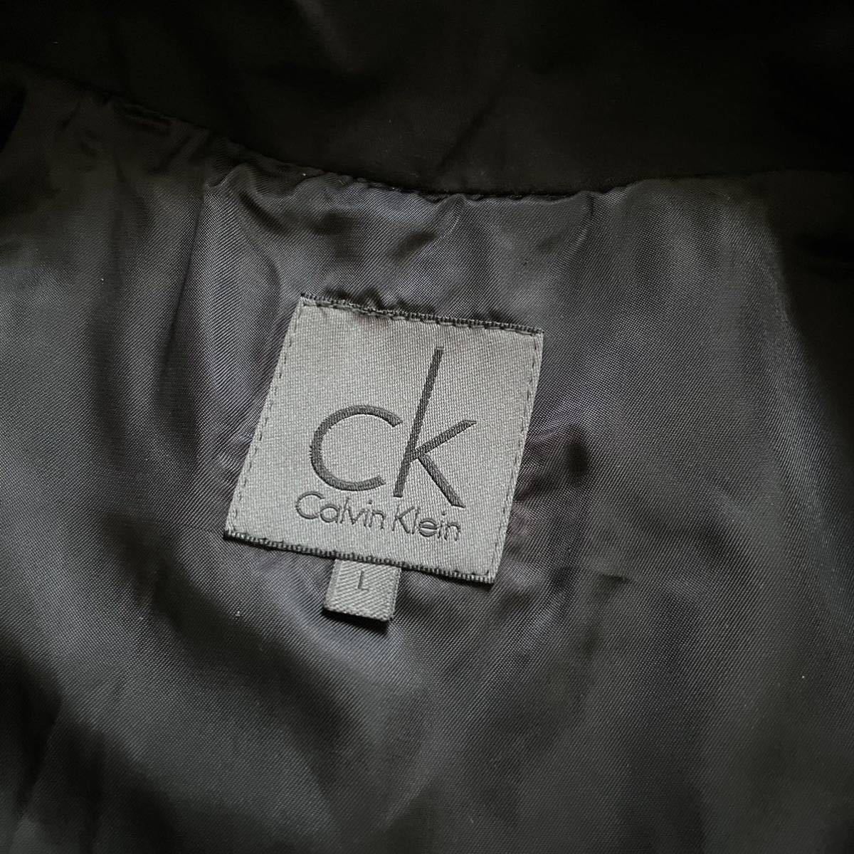 【美品】CK カルバンクライン 中綿 キルティング ジップ ブルゾン 黒 L スタンドカラー ジャケット_画像4