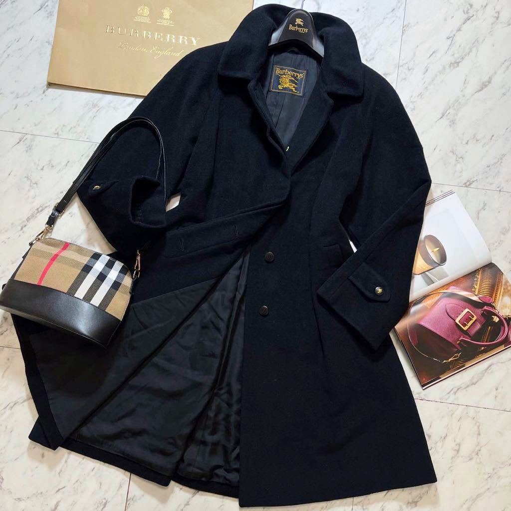 超美品BURBERRY Aライン ステンカラーコート アンゴラ100%仕様【バーバリー騎士ロゴ】 参考価格15万 バーバリーコート レディース