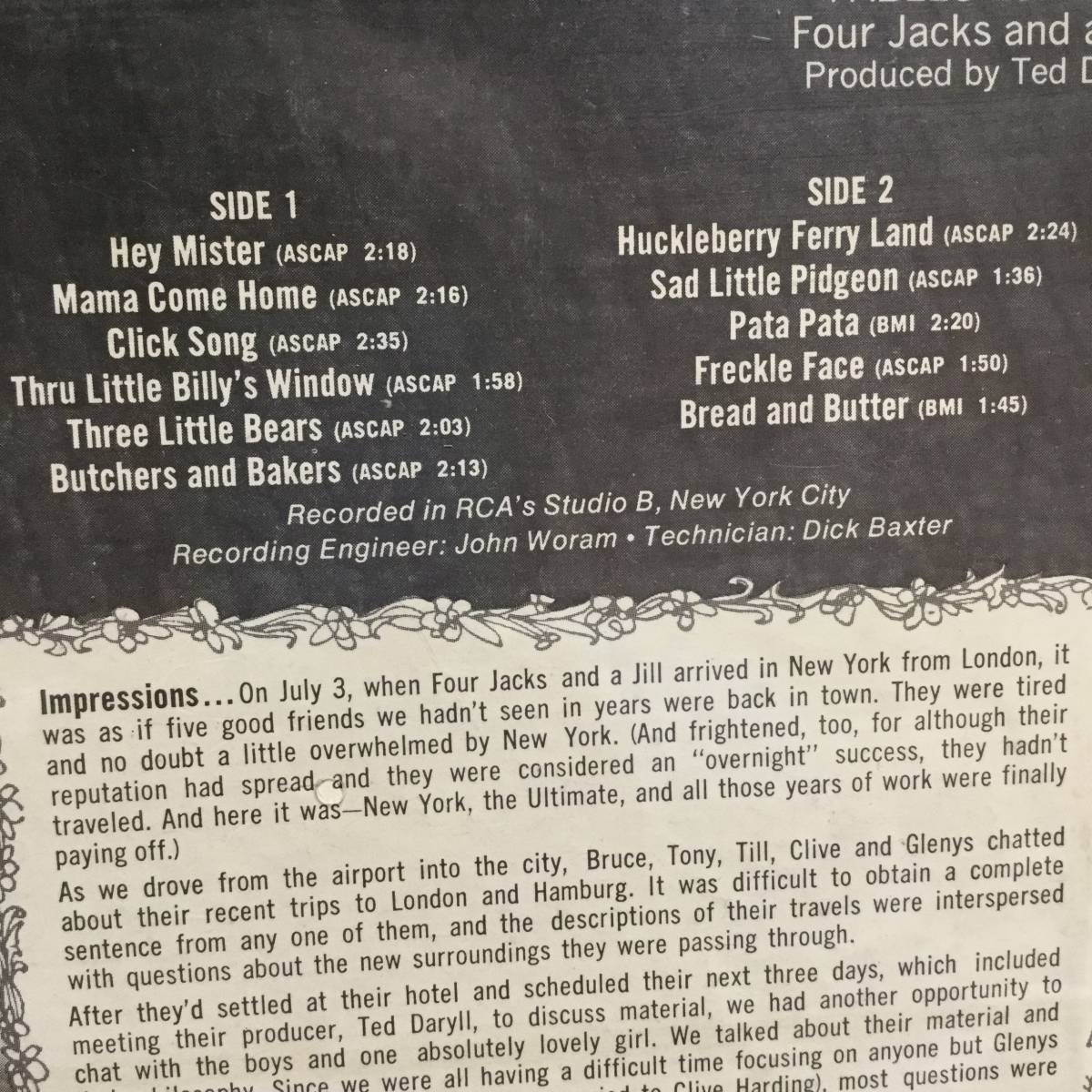 Fables／Four Jacks And A Jill（輸入盤）　(LPレコード)　フェイブルス／フォー・ジャックス・アンド・ア・ジル_画像3
