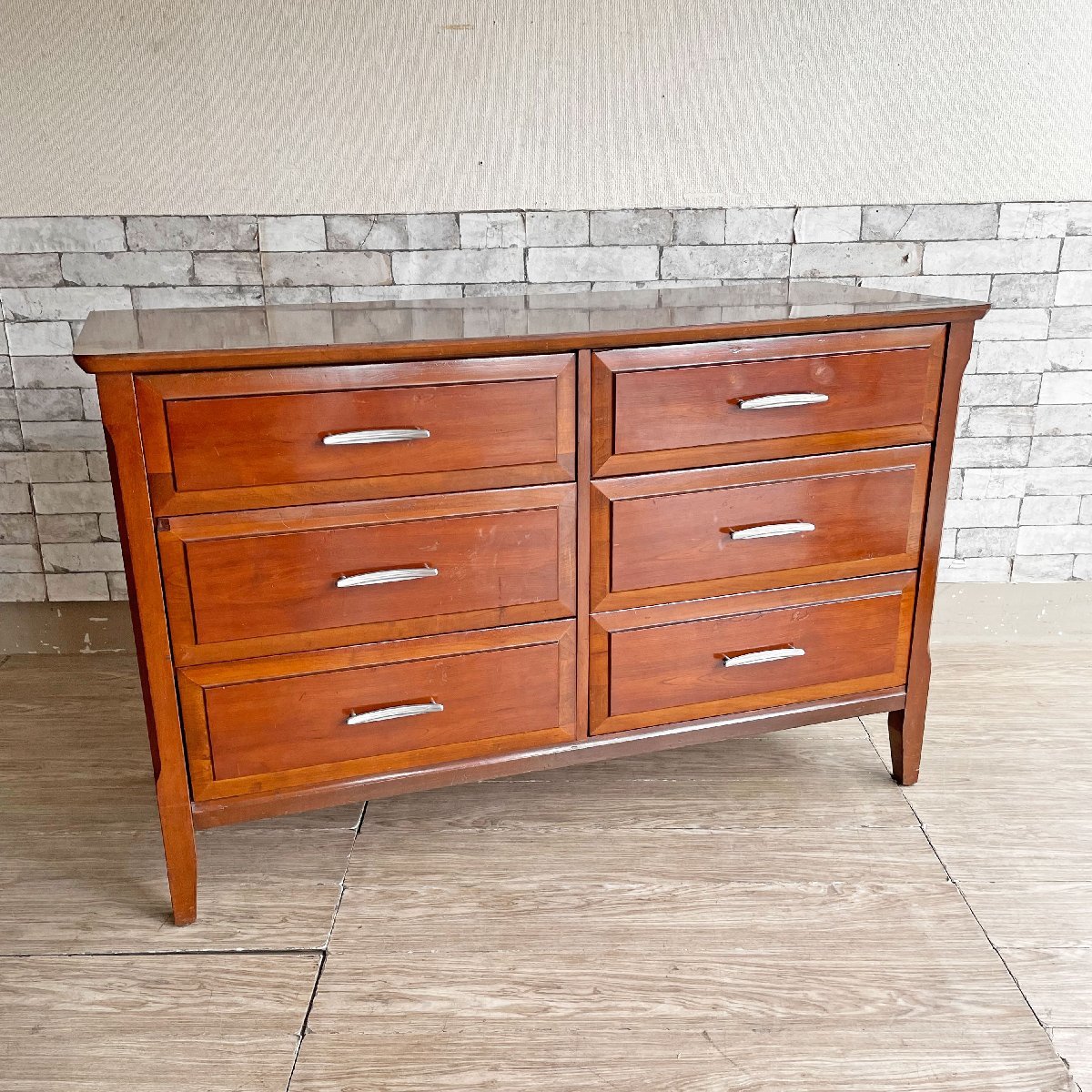 ○ B.P.John Furniture USビンテージ 木製 6ドロワー ワイドチェスト