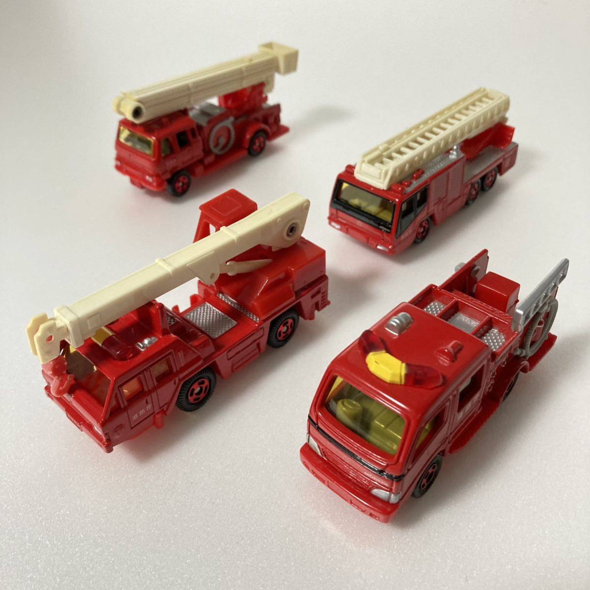 消防 ミニカー はしご、シュノーケル、ポンプ クレーン車4台セット 1 