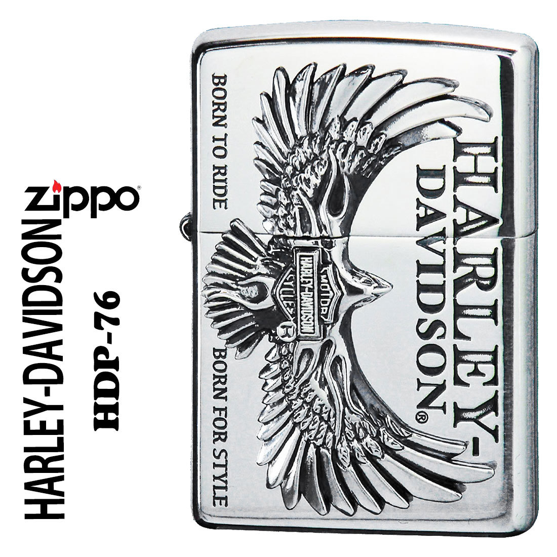zippo (ジッポー)ハーレーダビッドソン　銀イブシ　銀イブシメタル貼り　2022モデル　HDP-76　【ネコポス可】