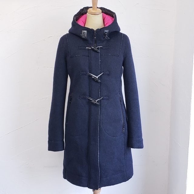 ateteadd knitted duffle design down long coat 40 navy with a hood . duffle coat 