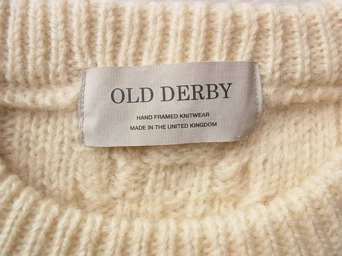 OLD DERBY オールド ダービー　ローゲージ　アランセーター　英国製　オフホワイト_画像3