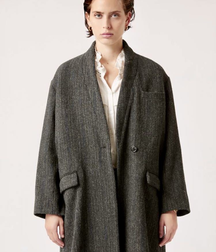 ISABEL MARANT Etoile Henlo coatイザベルマランエトワール ショールカラー ノーカラー ツイード ツィード ロングコート  オーバーサイズ