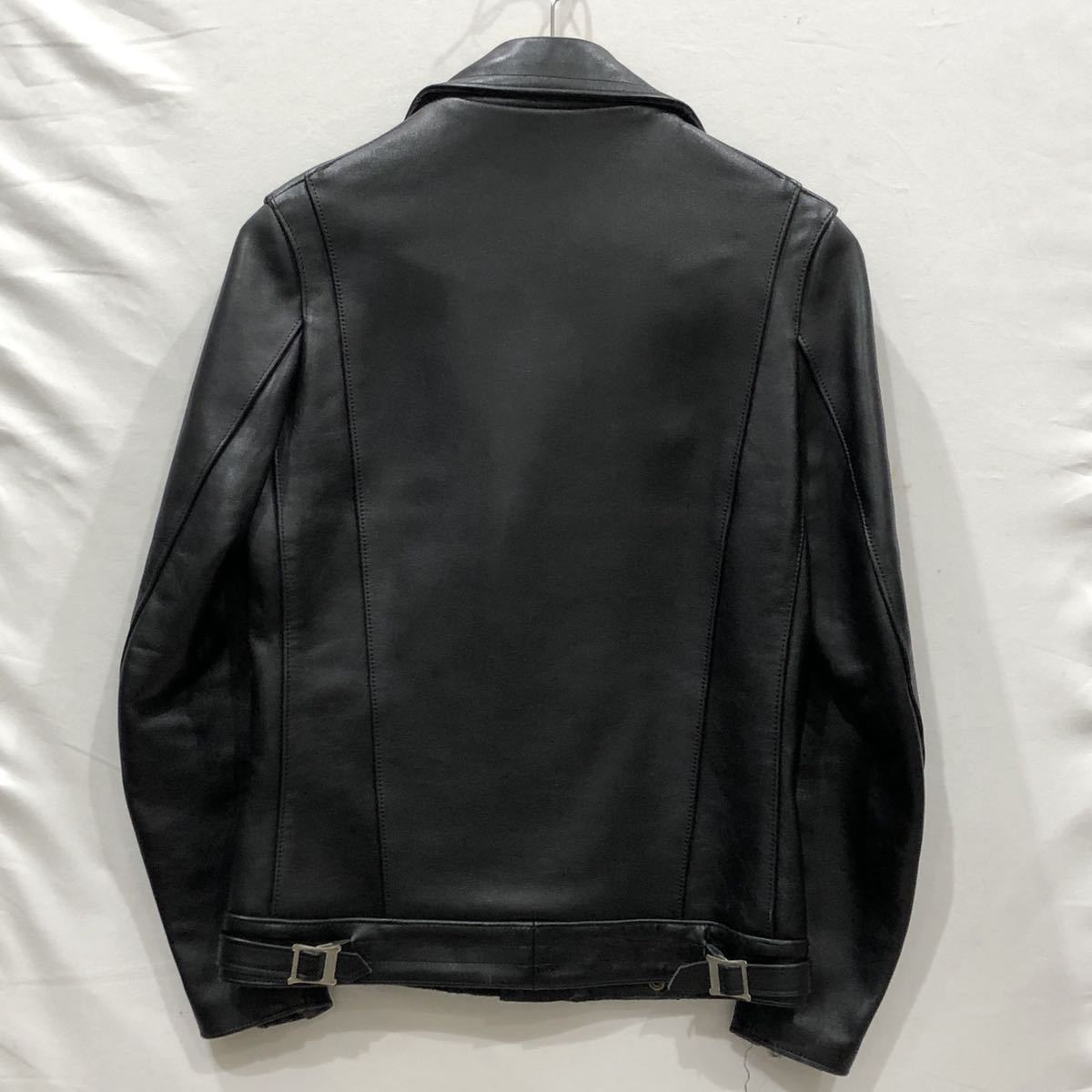 【Leather Wear】666 ダブルライダースジャケット 34 03-6804-6486 牛革 レザー 日本製 ブラック ts202212_画像2