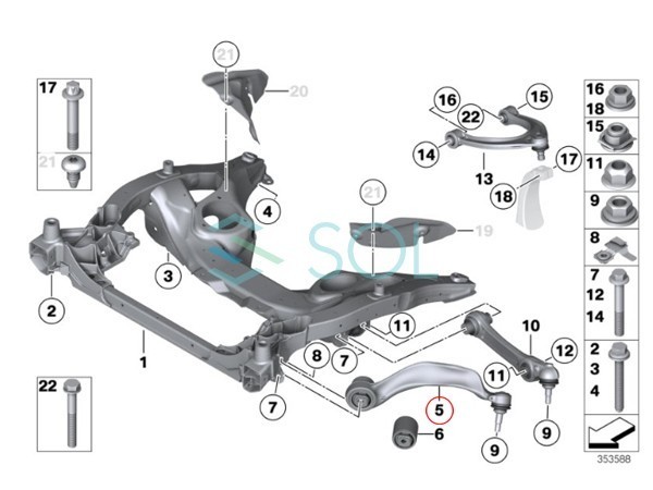 BMW F07 F01 F02 フロント プルストラットアーム コントロールアーム 右側 535i 550i 740i 740Li 750i 750Li 760Li 31126775960_画像2