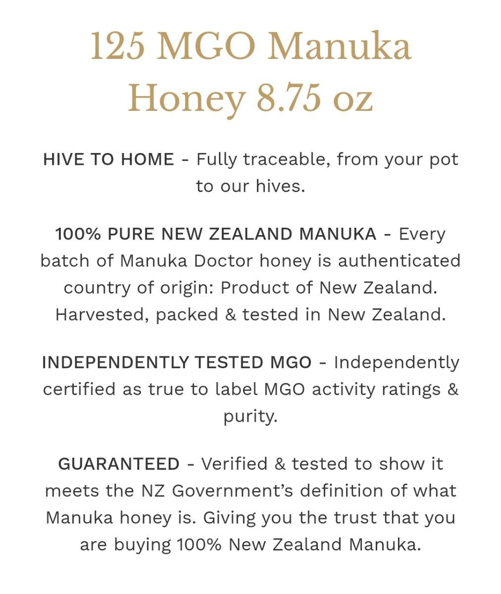 値下 新品 MGO125+ マヌカハニー 250g 非加熱 生 はちみつ 蜂蜜 マヌカドクター 抗菌免疫 明日発送可
