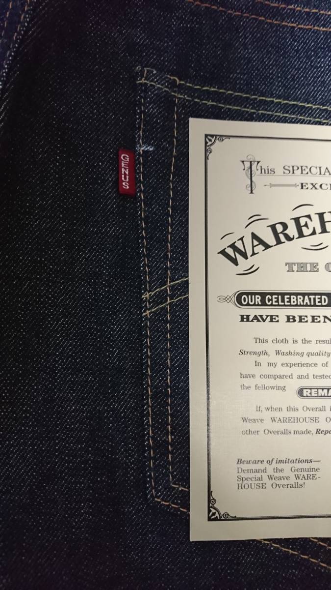 ウエアハウス WAREHOUSE 1001XX 牛パッチ W33 ウエアハウス WAREHOUSE 1001XX 牛パッチ W33