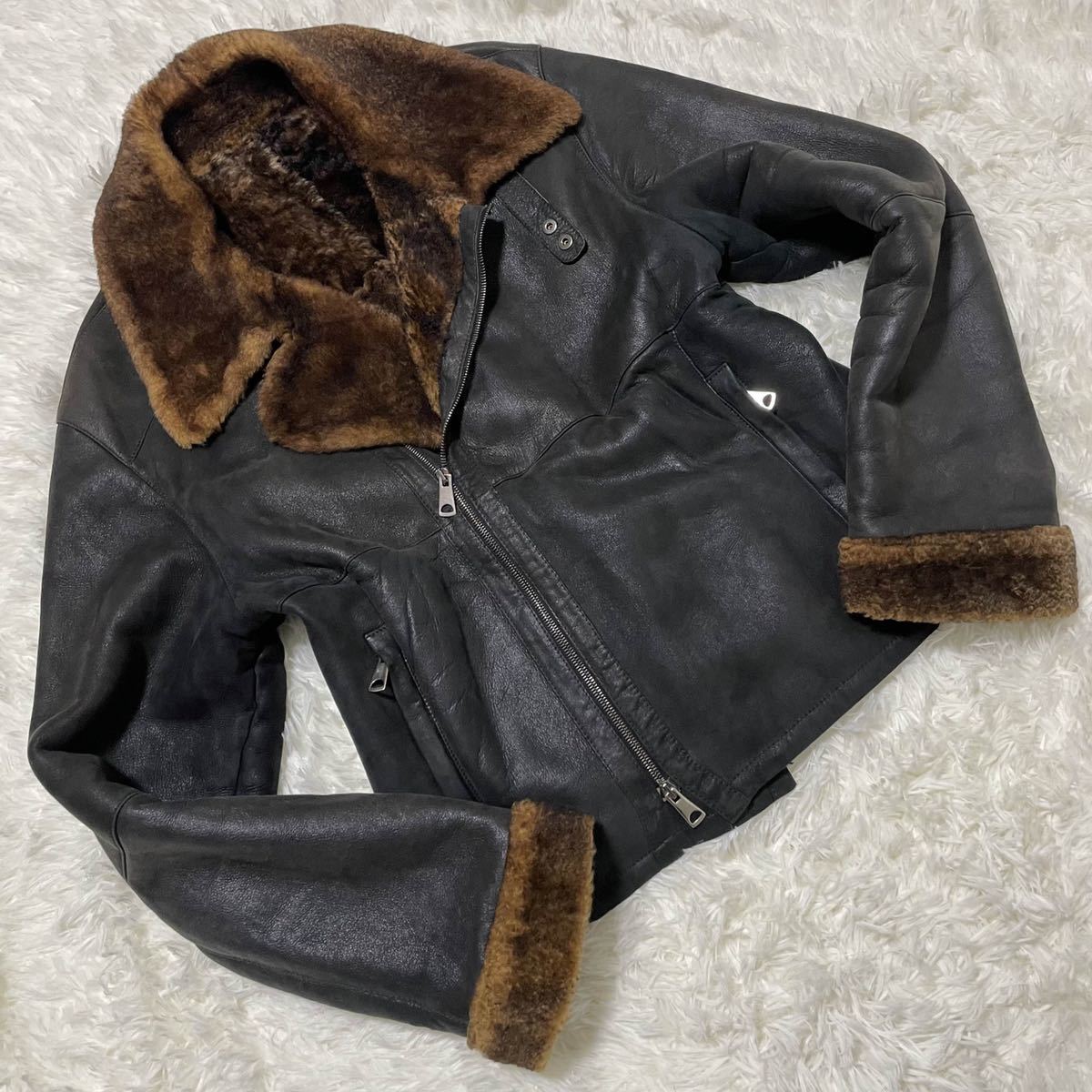 定価90万☆Giorgio Armani ヨーロッパ産最高峰ラムムートン 羊革